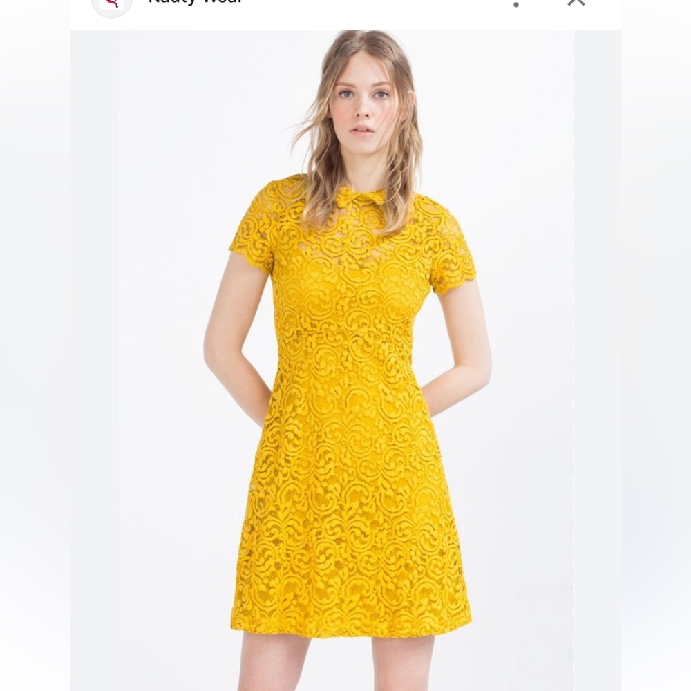 Zara Yellow A-Line Mini Dress